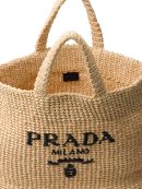 Prada logo-embroidered crochet tote bag