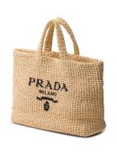 Prada logo-embroidered crochet tote bag