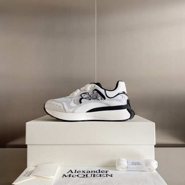 Alexander McQueen Sprint Runners - White & Black Mesh - Image 3