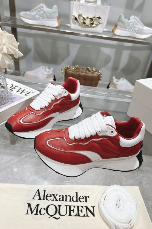 Alexander McQueen Sprint Runners – Red Leather with White Sole