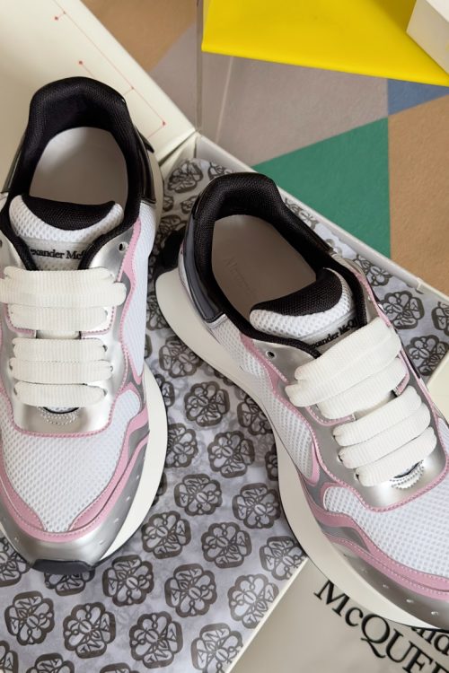 Alexander McQueen Sprint Runners – White, Silver & Pink