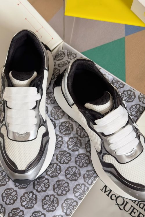 Alexander McQueen Sprint Runners – White & Silver