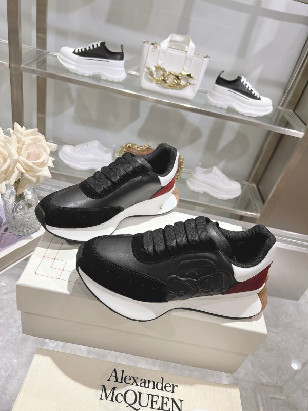 Alexander McQueen Oversized Sneakers - Black & White with Red Accents - Image 2