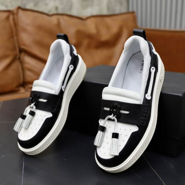 Amiri MA Tassel Hybrid Loafers in Black and White Leather - Image 5
