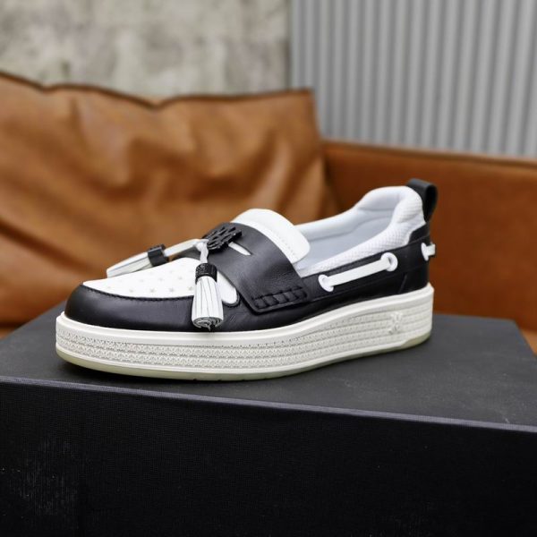 Amiri MA Tassel Hybrid Loafers in Black and White Leather - Image 4