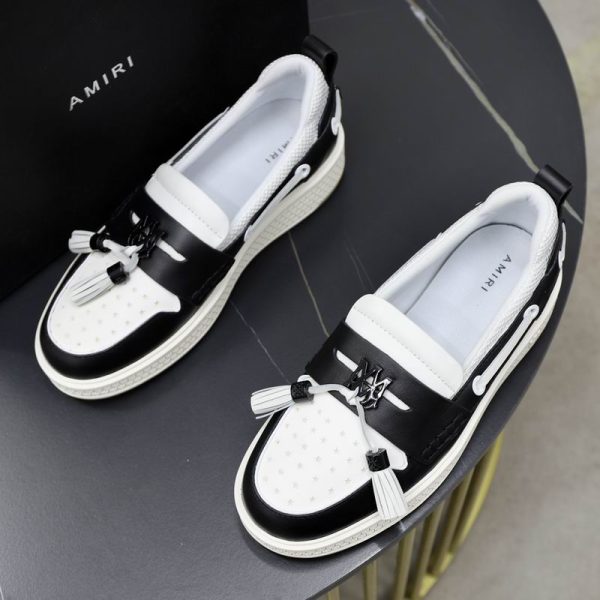 Amiri MA Tassel Hybrid Loafers in Black and White Leather - Image 2