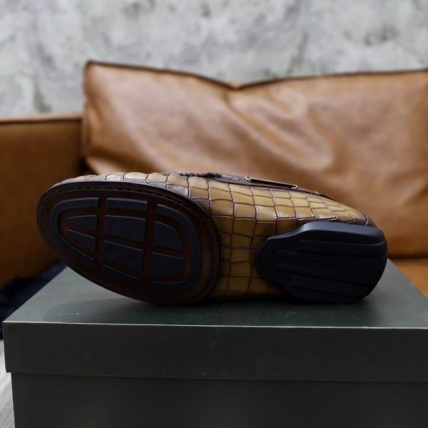 Berluti Crocodile-Embossed Leather Loafers with Strap & Buckle - Image 7