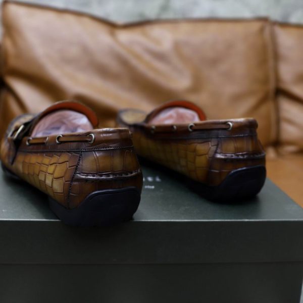 Berluti Crocodile-Embossed Leather Loafers with Strap & Buckle - Image 6