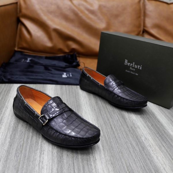 Berluti Crocodile-Embossed Leather Loafers with Strap & Buckle - Image 10