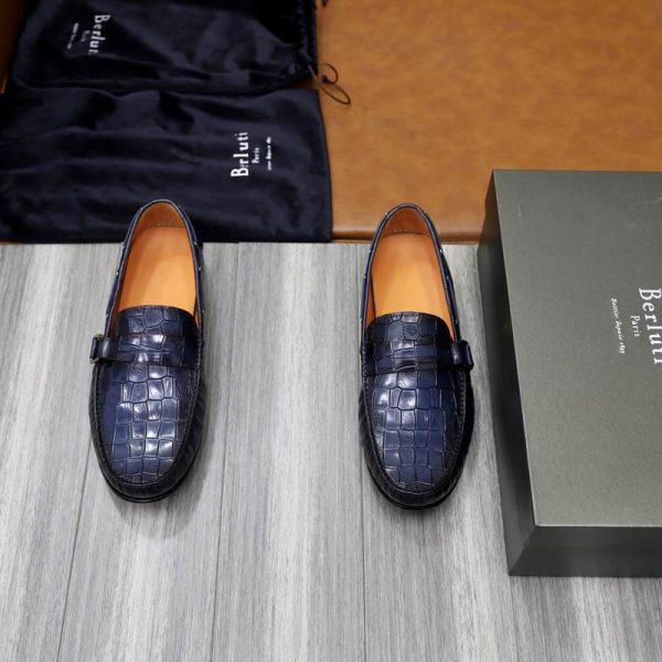 Berluti Crocodile-Embossed Leather Loafers with Strap & Buckle - Image 5