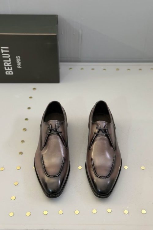 Berluti New Oslo Polished Leather Derby Shoes with Burnished Detail