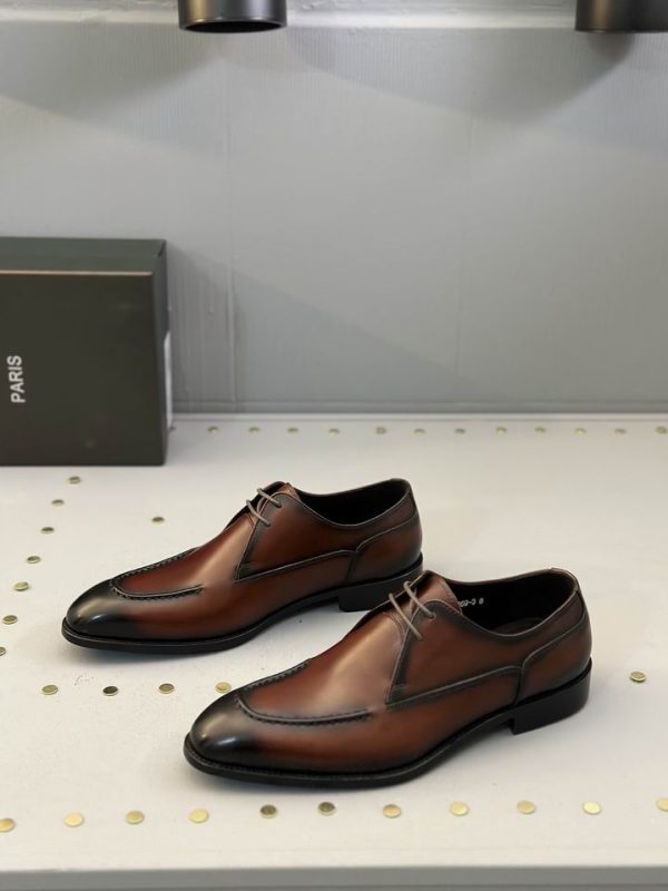 Berluti New Oslo Polished Leather Derby Shoes with Burnished Detail - Image 3