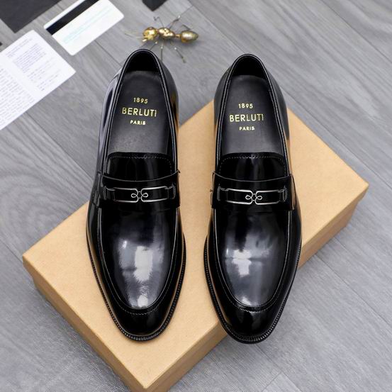 Berluti B-Volute Polished Leather Loafers with Distinctive Strap
