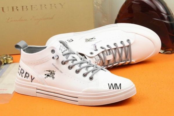 Burberry White Check and Black Low-Top Sneaker on display