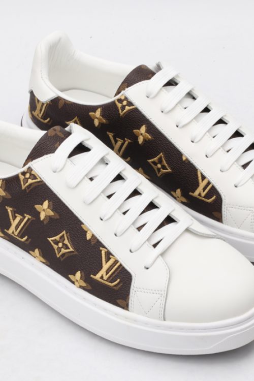 Louis Vuitton White Brown Monogram Canvas Classic Sneakers