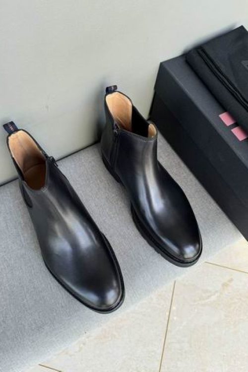 Zegna Men’s Black Leather Chelsea Boots
