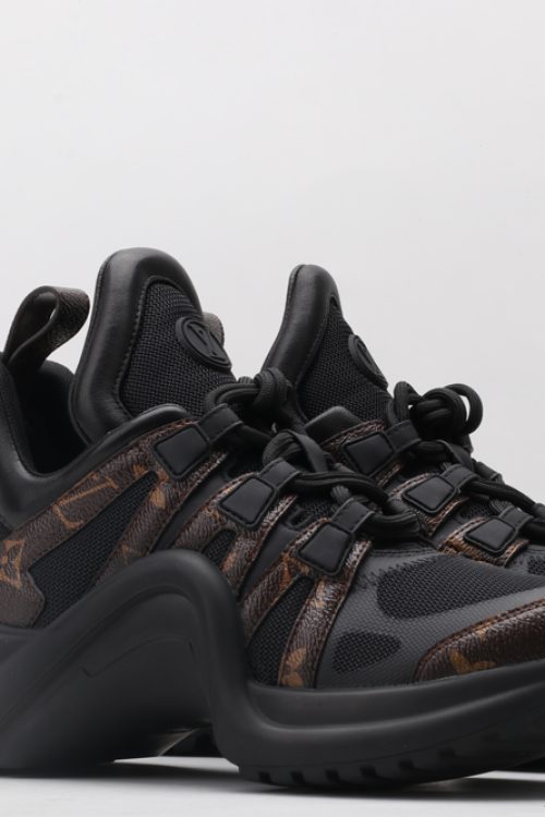 Louis Vuitton Black and Brown Monogram Low-Top Sneakers