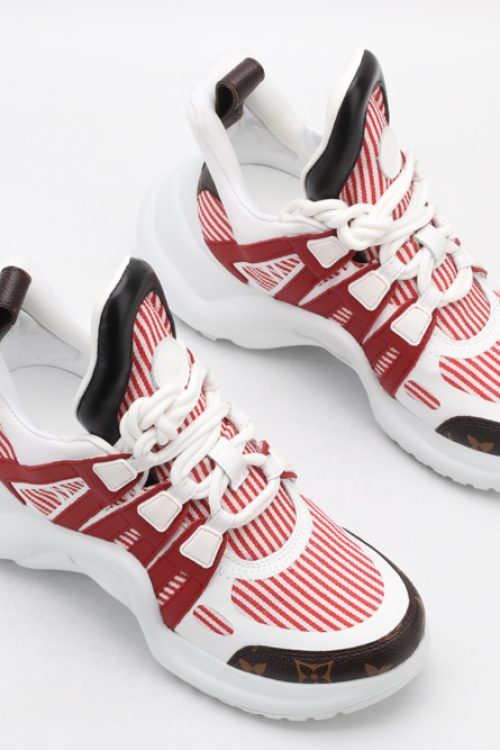 Louis Vuitton Red and White Striped Chunky Athletic Sneakers