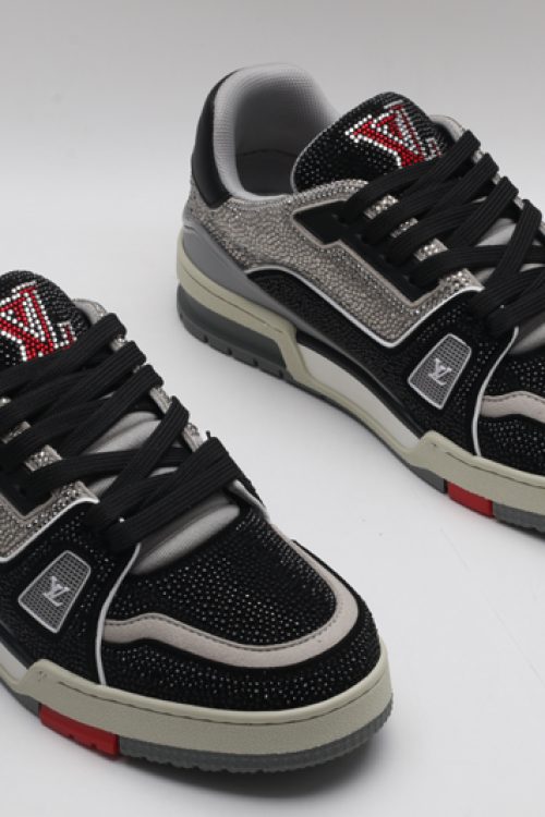 Louis Vuitton LV Trainer Sneakers – Black & Silver Crystal