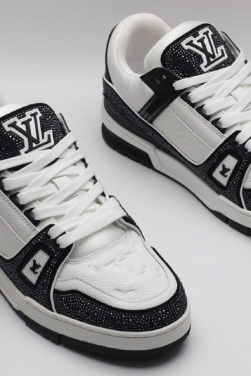Louis Vuitton LV Trainer Sneakers – Black and White Crystal
