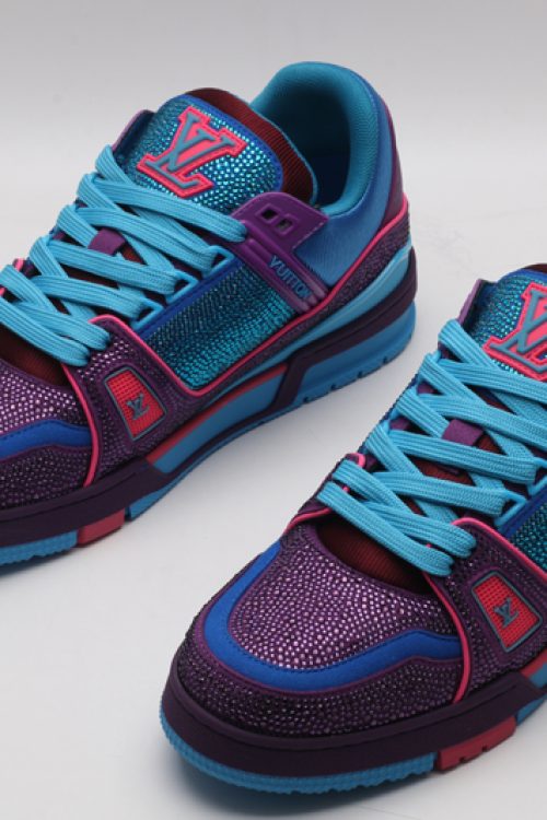 Louis Vuitton LV Trainer Sneakers – Purple & Blue Crystal