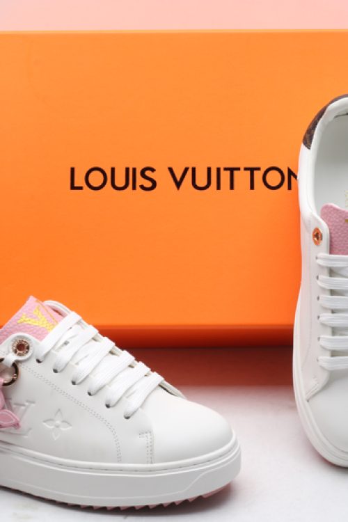 Louis Vuitton LV Squad Canvas White Pink Leather Low-Top Platform Sneakers