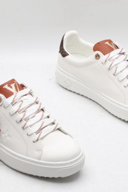 Louis Vuitton Time Out Monogram White Brown Leather Low-Top Sneakers