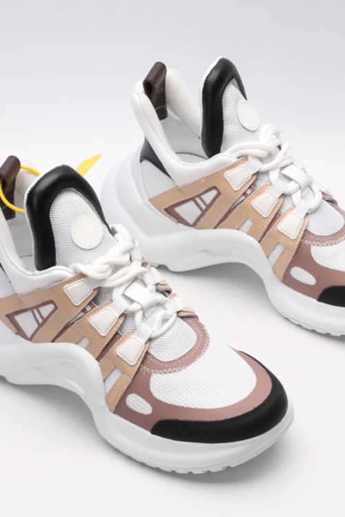 Louis Vuitton White, Beige & Brown Archlight Sneakers
