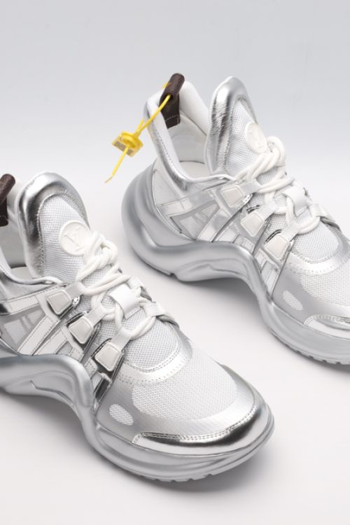 Louis Vuitton Silver & White Athletic Sneakers